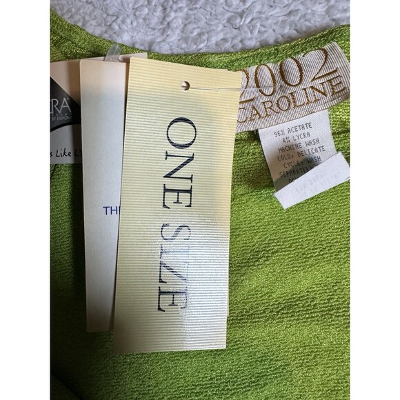 2002 Caroline Top Womens Plus One Size Green Pullover Very Stretchy Long Sleeve - Picture 8 of 9